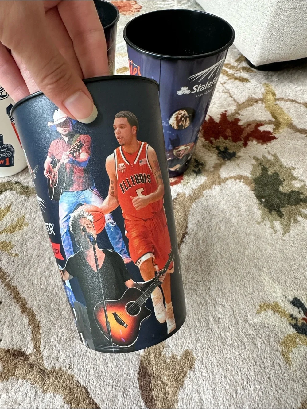 Vintage University Of Illinois Fighting Illini Basketball Plastic Cups Lot Of 4